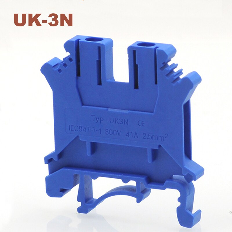 10 Stuks Din Rail Universele Schroef Terminal Blokken UK-3N Bornier Elektrische Draad Terminals Blok Connector Messing Morsettiera 41A