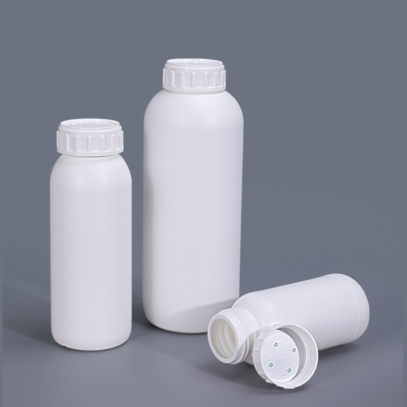 Botella vacía redonda de pesticida, botella de reactivo de Material HDPE, gruesa de alta barrera, 250ML, 500ML, 1000ML
