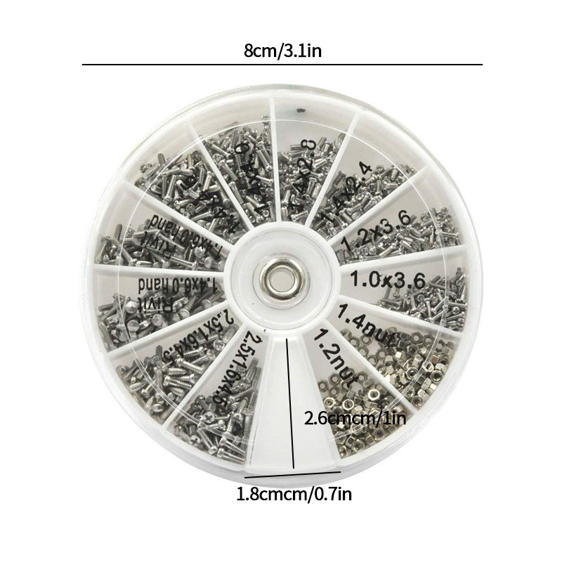 600 Stuks Bril Schroeven Moeren Assortiment Tool Kit 12 Soorten Reparatie Hardware Gereedschap Doos Met Schroevendraaier Voor Elektronische Producten