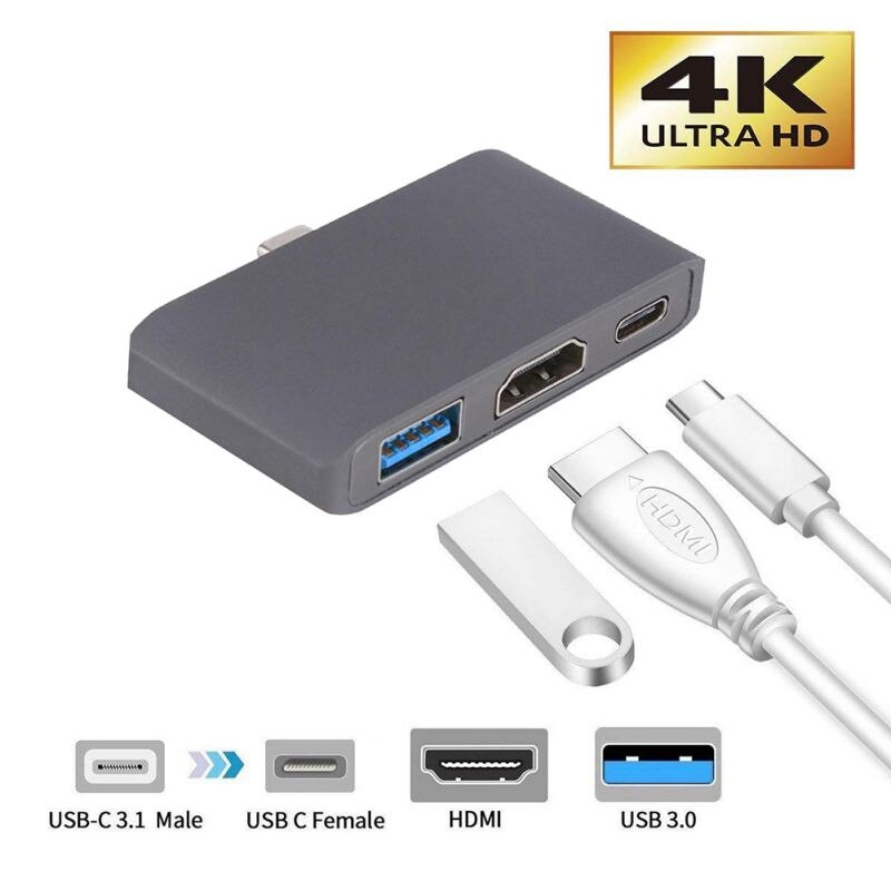 type c til hdmi usb 3.0 ladeadapter omformer usb -c 3.0 hub adapter til mac luft pro huawei kamerat 10 samsung  s8 Plus
