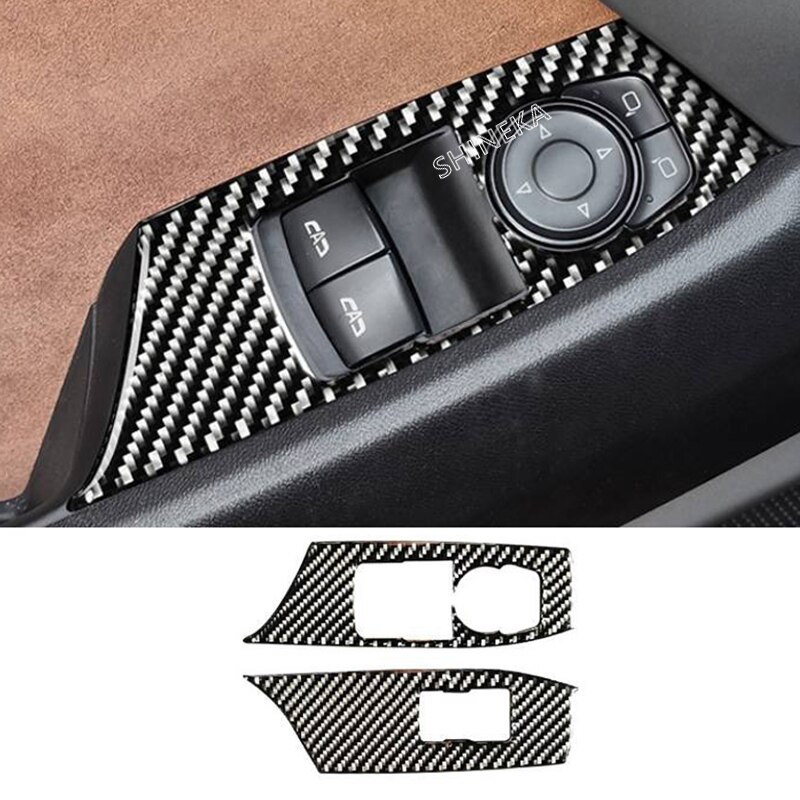 Shineka interiörlister för chevrolet camaro tillbehör kolfiber bil instrumentbräda ramskydd för camaro: Fönsterkontrollkåpa