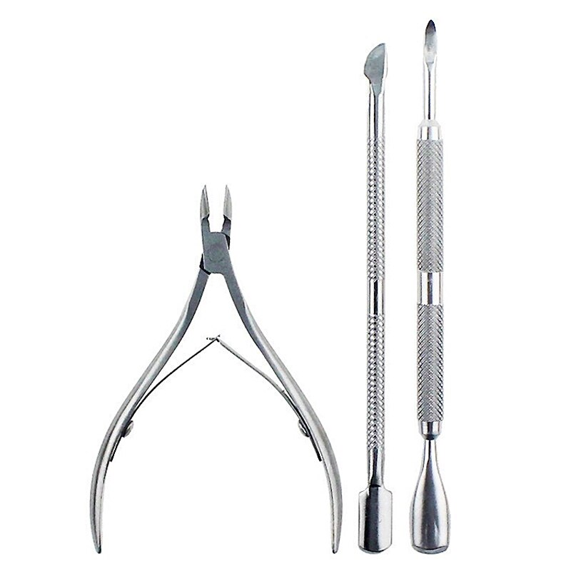 3PCS Double-ended Nail Cuticle Pusher Dode-skin Remover Rvs Manicure Nail Art Tool Lepel Nail cleaner Pedicure Tool