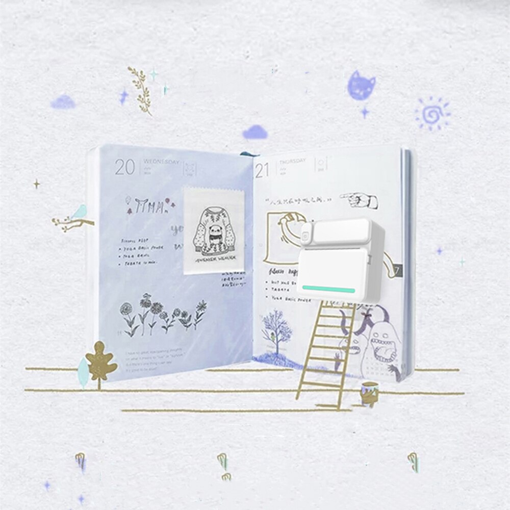 Pink Blue Portable Thermal Printer MINI Photo Pocket Thermal 58mm Printing Wireless Bluetooth Android IOS Label Notes Printer