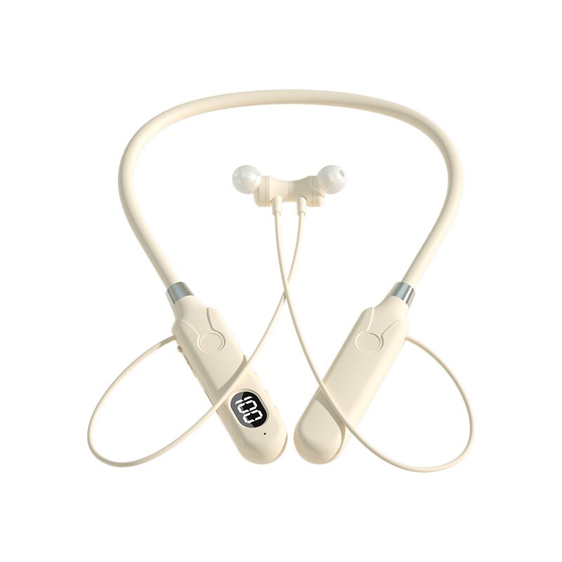 BT-12 Draadloze Bluetooth Oortelefoon Hoofdtelefoon Neckband Buitensport Headset met Display Knop Controle Oordopjes voor Muziek