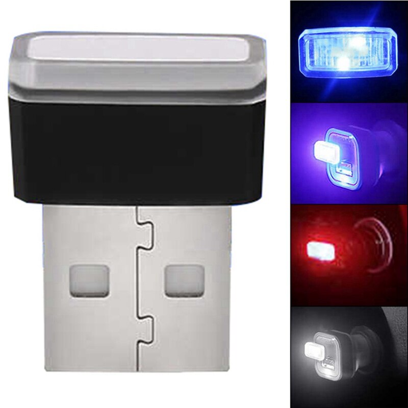 Auto styling USB Decoratieve Lamp Verlichting LED Sfeer Verlichting Universele PC Draagbare Rood/Blauw/Wit/Paars