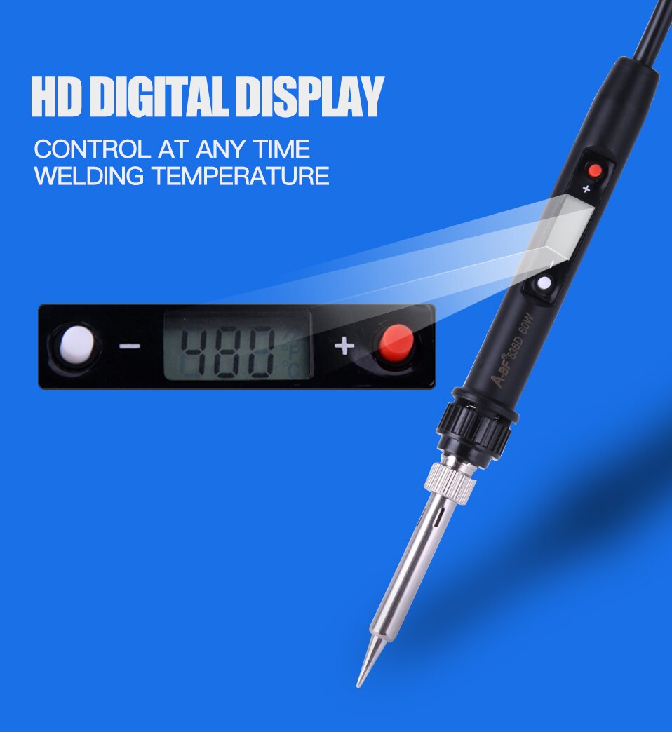 A-BF 836D LCD Display Soldering Iron Digital Solder Iron Set Temperature Adjustable Kit Welding Tools Rework Station 60W