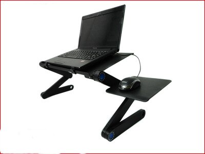 Cooling Laptop Desk Bed Multifunctional Computer Desk IPad Desk Lazy Aluminum Folding Table: Black