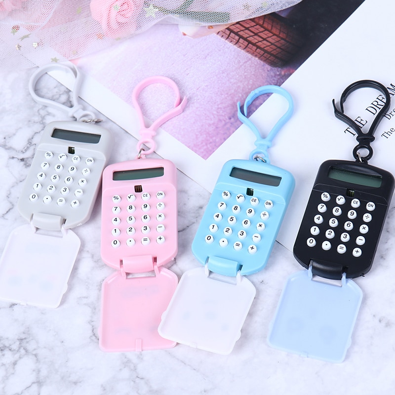 Kawaii mini lommeregner bærbar ciffer lommeregner 8 display tegneserie søde nøglering lommeregner kontorartikler lommestørrelse