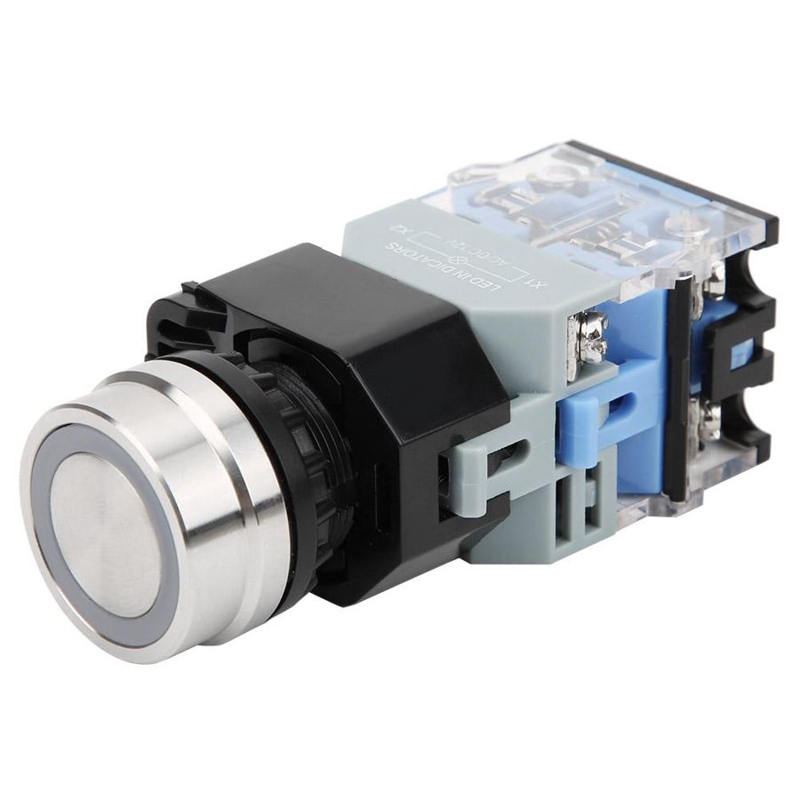 AC/DC 12V push button switch, 22 mm push button switch with red LED indicator lamp push button for boats cars