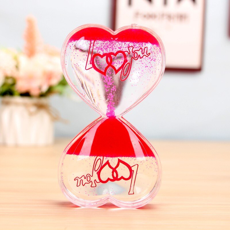 Valentine's Day Double Hourglass Liquid Timer Visual Timer Oil Liquid Motion Hourglass Floating Desk Heart Decoration Acrylic