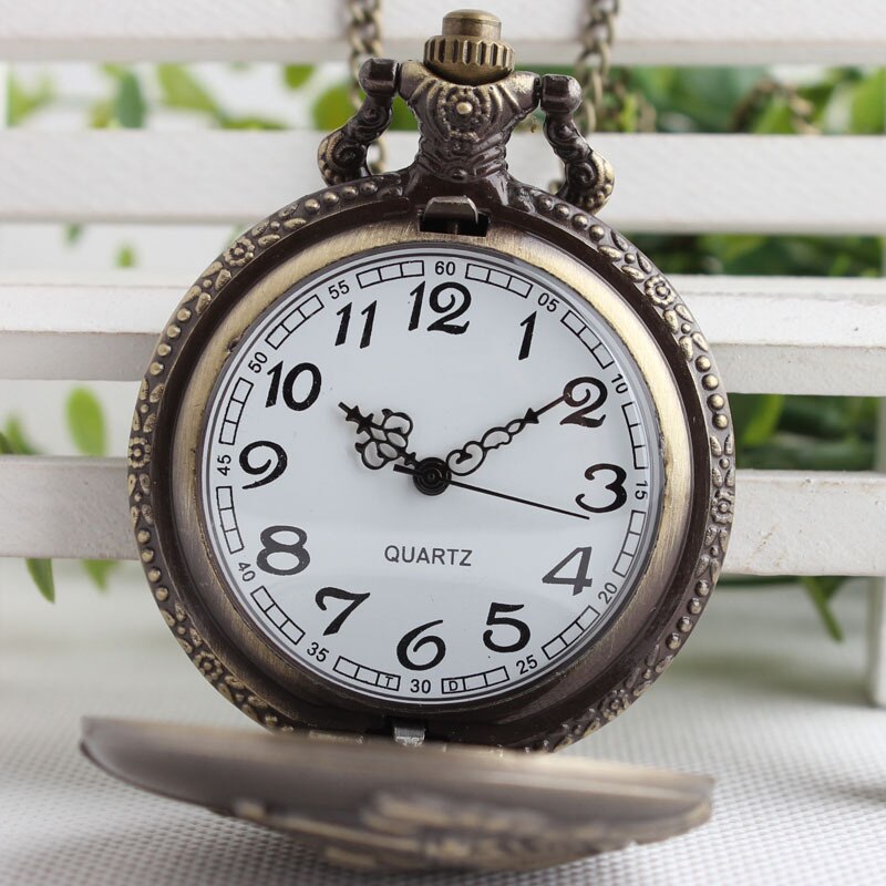 Vintage Bronze Railway Running Steam Train Quartz Pocket Watches Locomotive Fob Chain Watch Women Men Jewelry Necklace