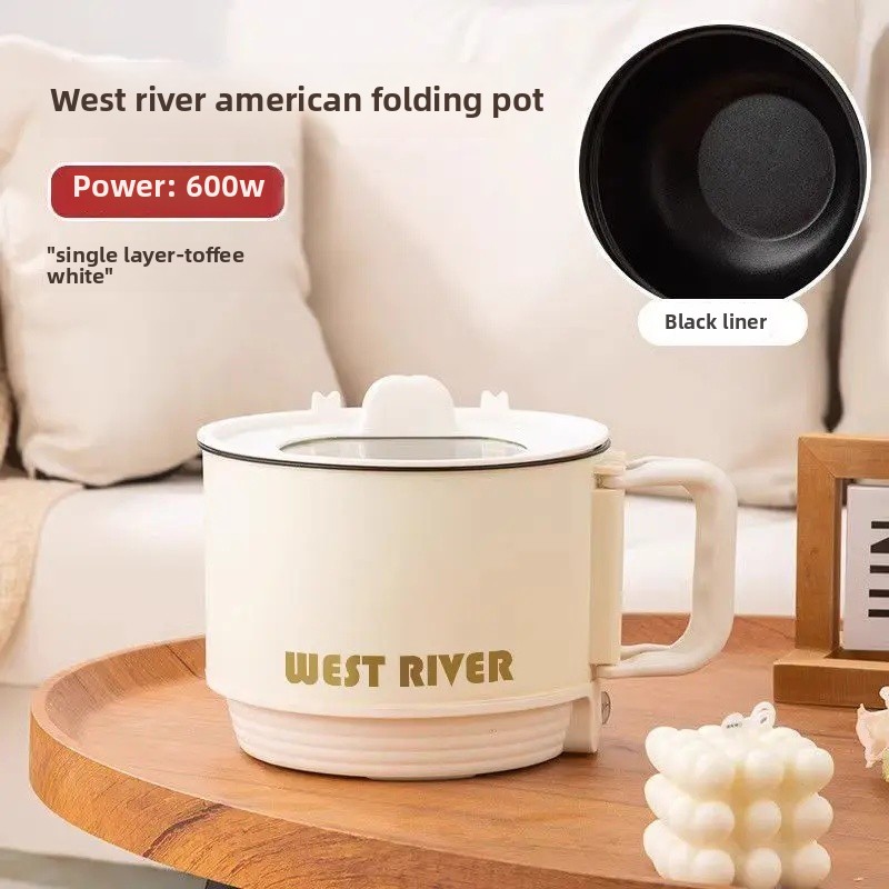 Bærbar liten elektrisk komfyr utendørs reise multifunksjonell dampkoking integrert elektrisk wok riskoker: Hvit