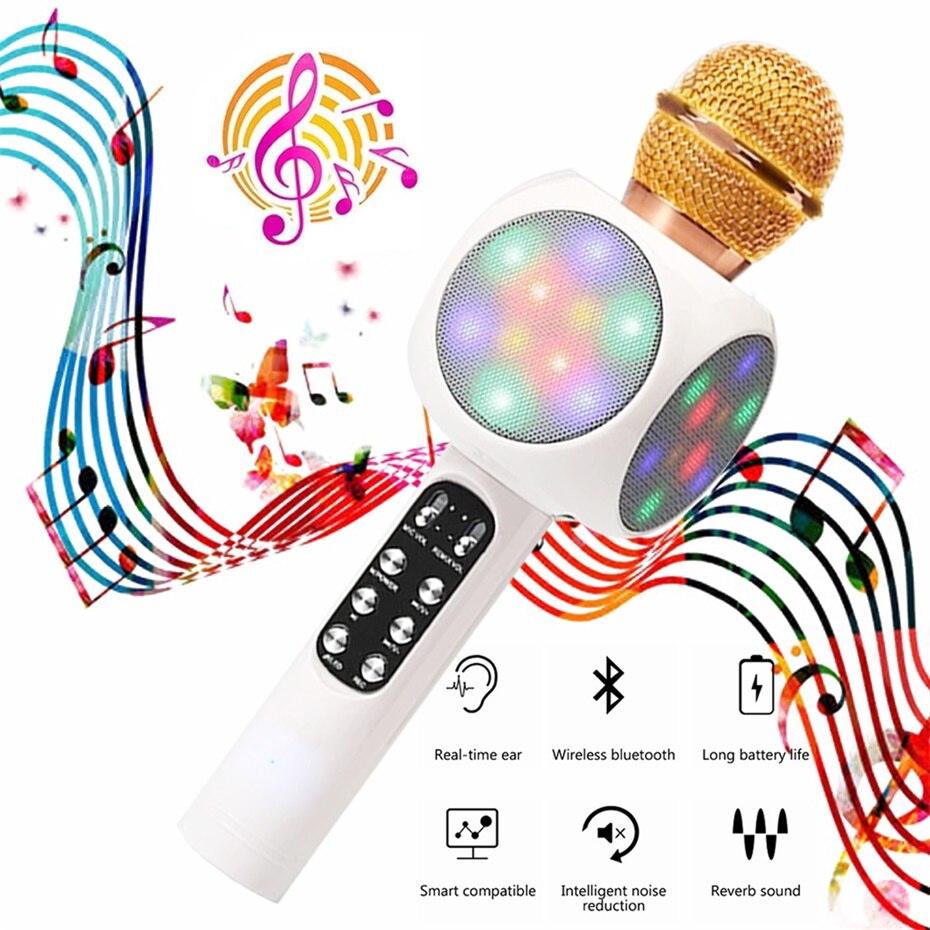 Usb mikrofon håndholdt afspiller syngende afspiller syngende optager mikrofon trådløs mikrofon karaoke mikrofon bluetooth højttaler