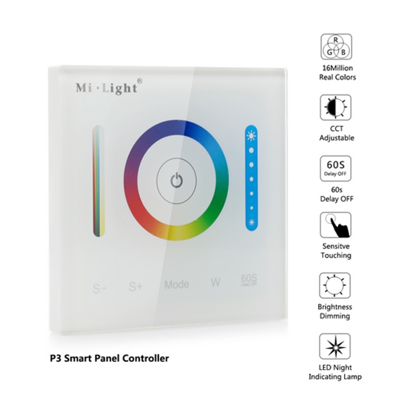 Milight smart led panel controller  p1 p2 p3 farve temperatur lysdæmper rgb cct vægmonteret touch switch panel controller