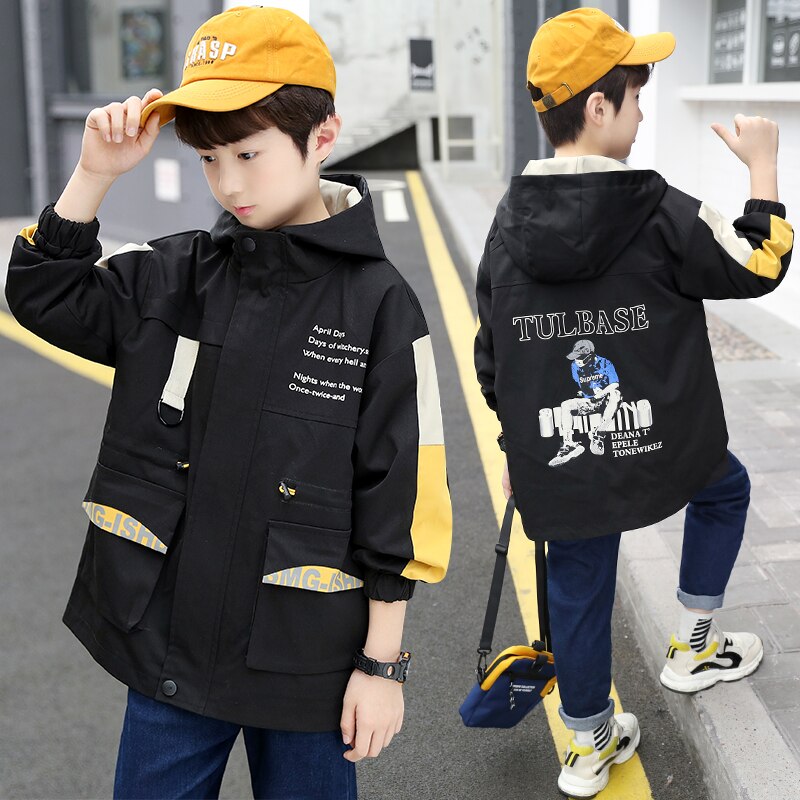 Garçons Manteau Automne Printemps Enfants Veste Imprimée École enfants Vêtements D'extérieur Décontractés Vestes Adolescent Enfants Vêtements Pour 5-14 ans