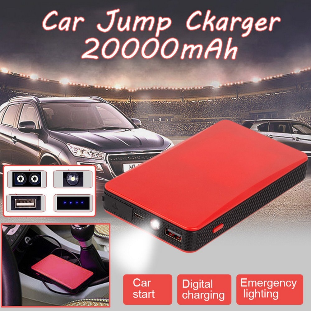 5 Kleuren 12V 20000Mah Ultra-Dunne Multifunctionele Auto Jump Starter Power Bank Emergency Charger Booster batterij Draagbare Oplader