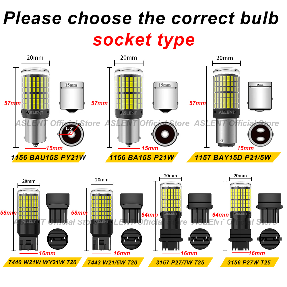 2 stücke 1156 BA15S P21W BAU15S PY21W T20 7440 W21W 3157 1157 P21/5W W21/5W LED-lampen 144smd LED CanBus Lampe Für Blinker Licht