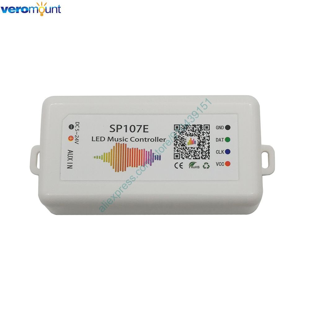 LED Chord SP107E Music LED Controller Bluetooth Andorid iOs APP Control DC5-24V for WS2812 SK6812 Pixel Addressable LED Strip