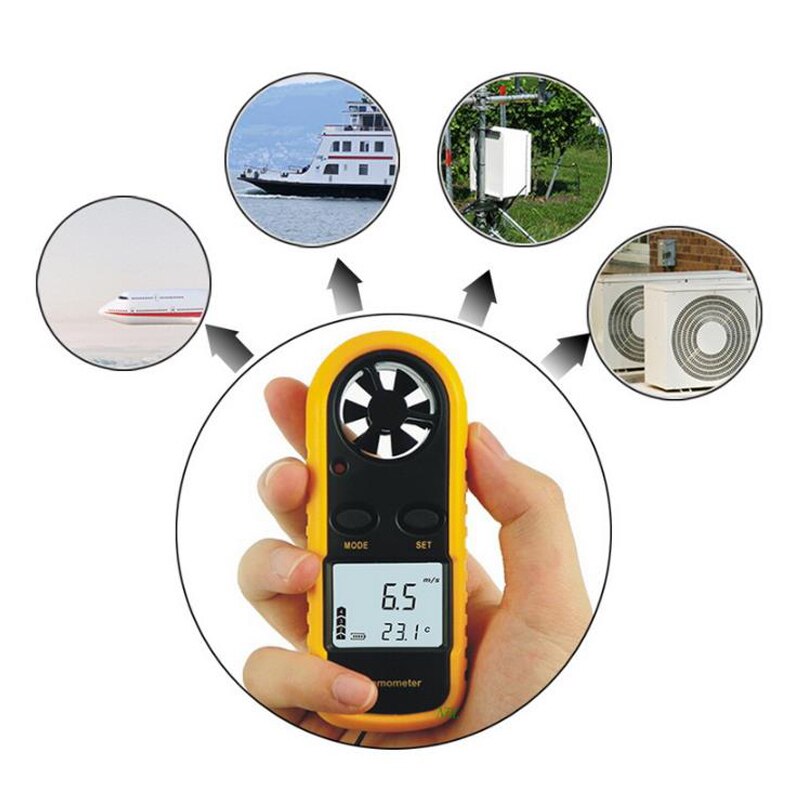 Mini anémomètre numérique lcd portable, compteur de vitesse du vent, jauge, testeur de capteur 0 - 30 m/ s avec écran rétroéclairé