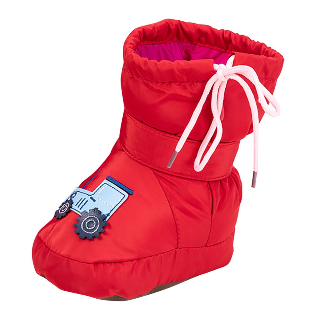 LONSANT Herbst Winter Baby freundlicher Jungen Mädchen Baumwolle Ersten Wanderer Warme Stiefel Einfarbig Gedruckt Komfortable Weichen Schnee Stiefel N30: Rot