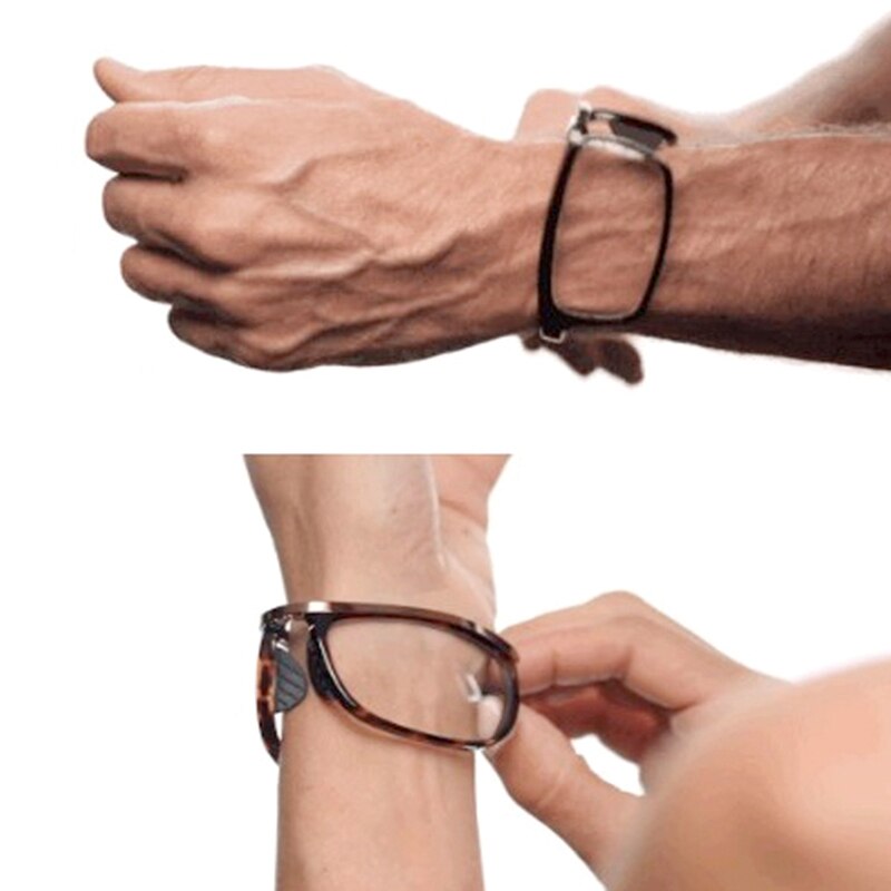 Gafas de lectura montadas en la muñeca para hombre y mujer, anteojos de lectura portátiles plegables, con luz antiazul, aumento de presbicia