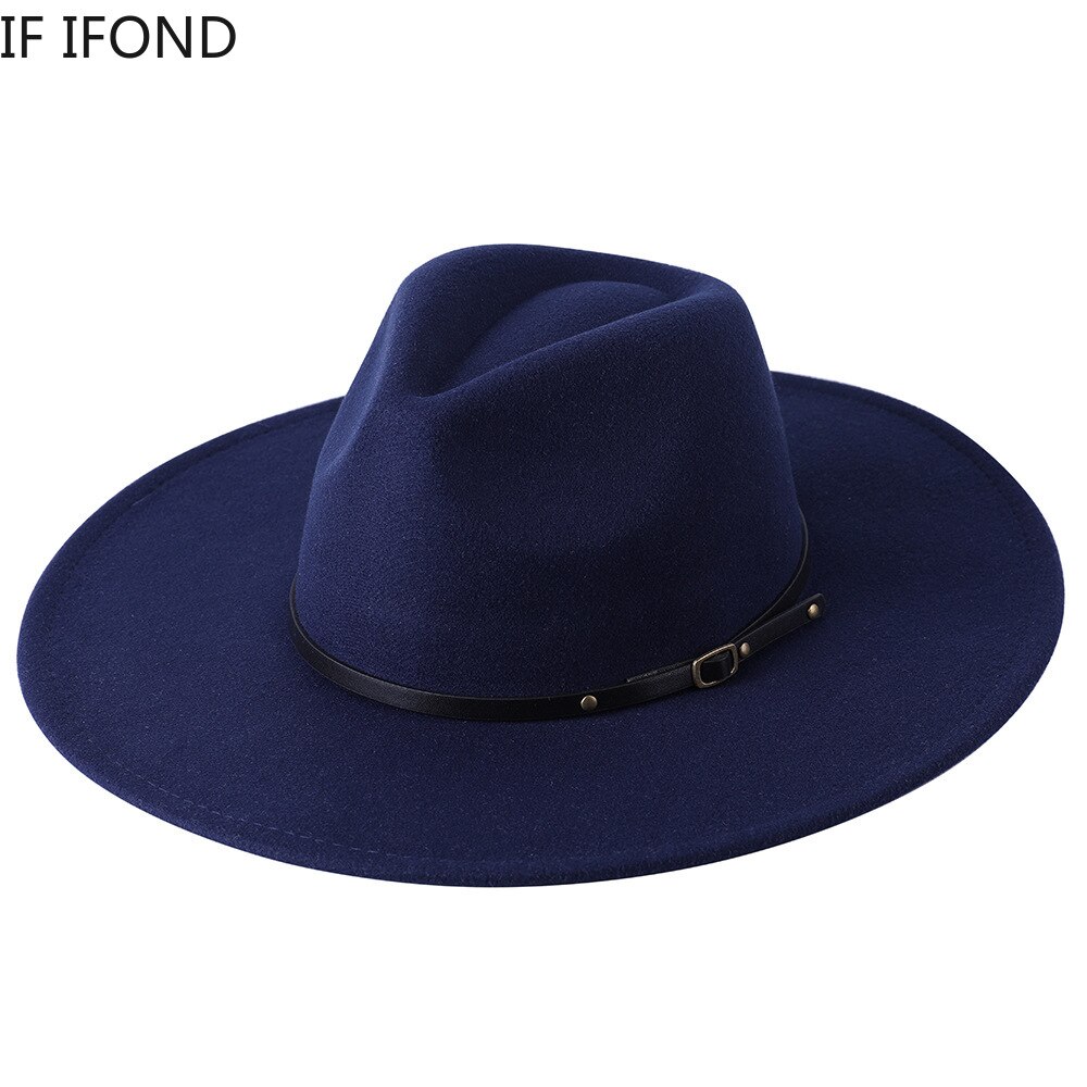 Chapeau Fedora en laine à large bord pour homme et femme, couleur unie, , Jazz, feutré, Panama, jaune