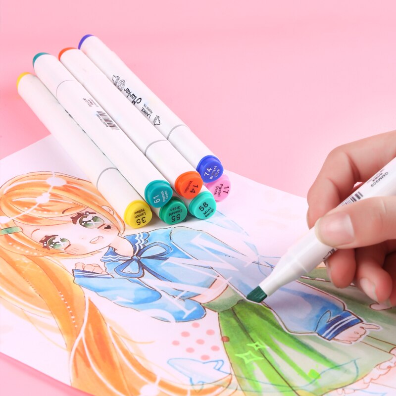 Chenyu 80 stk alkohol kunst tuscher sæt manga tegne tuscher pen alkohol baseret skitse filt-spids olieagtig twin pensel pen kunst forsyninger