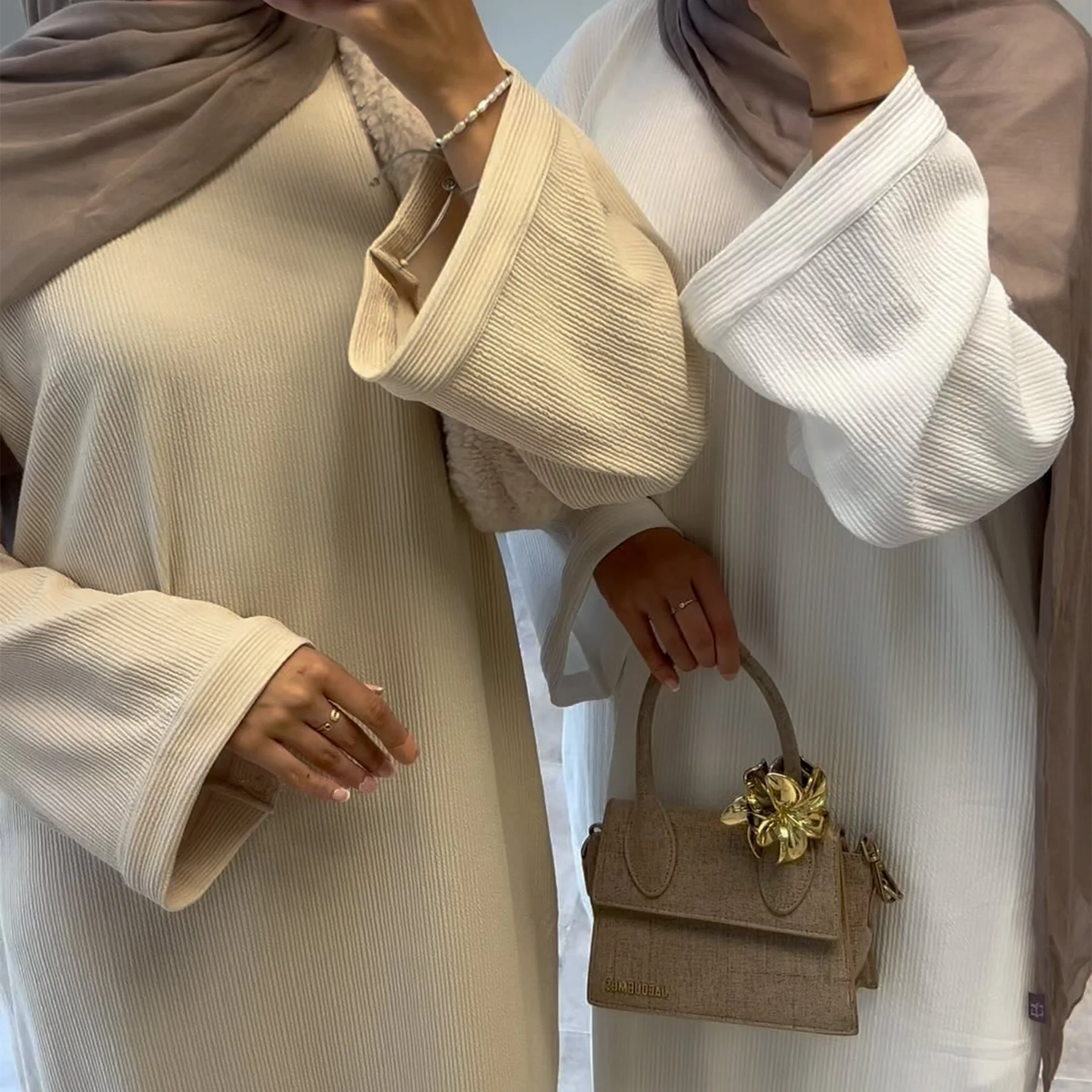 Robe Abaya en velours côtelé arabe pour femmes Ramadan dubaï femmes manteau musulman modeste hiver Islam vêtements nouvelle Robe solide turquie