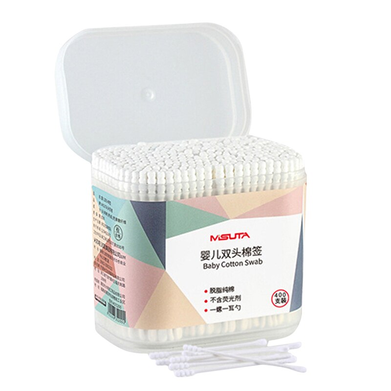 400 Pcs Fine Paper Stick Double Screw Cotton Swab Baby Safety Cotton Buds Baby Clean Ears Health Tampons: Default Title