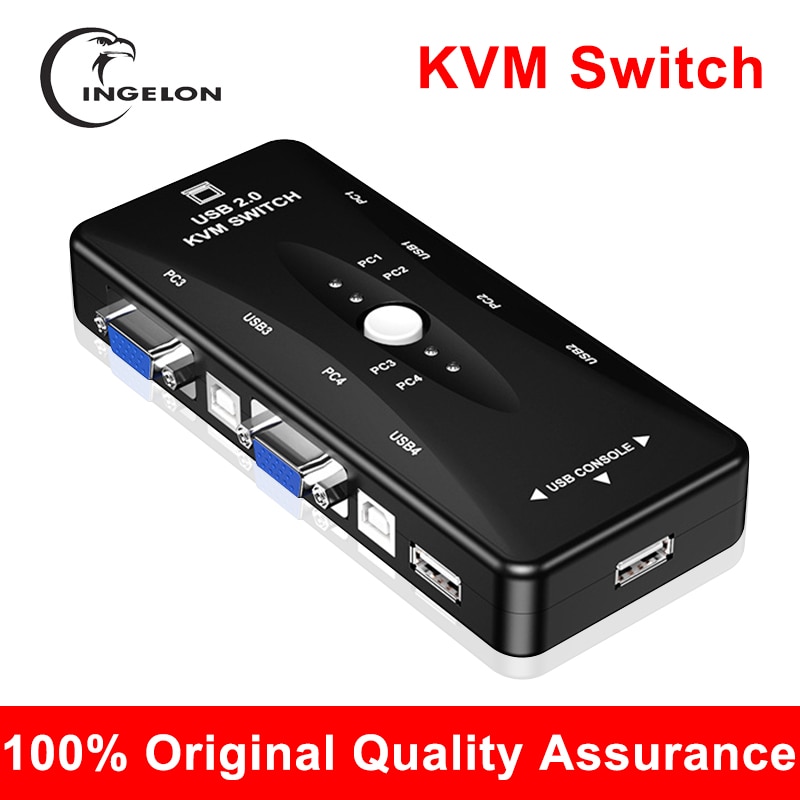 Kvm Switch Toetsenbord Muis Ondersteuning 2 Poorten/4 Poorten Out 4K 1080P Vga Splitter 4 Poorten Dvi handmatige Sharing Switch 2 Monitoren 1 USB2