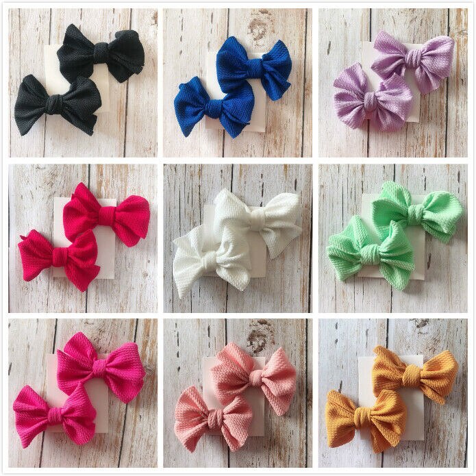 Focusnorm 2Pcs Infant Kids Baby Girls Hair Pin Bow Clips Headwear Ribbon Bowknot Barrettes Baby Headwear