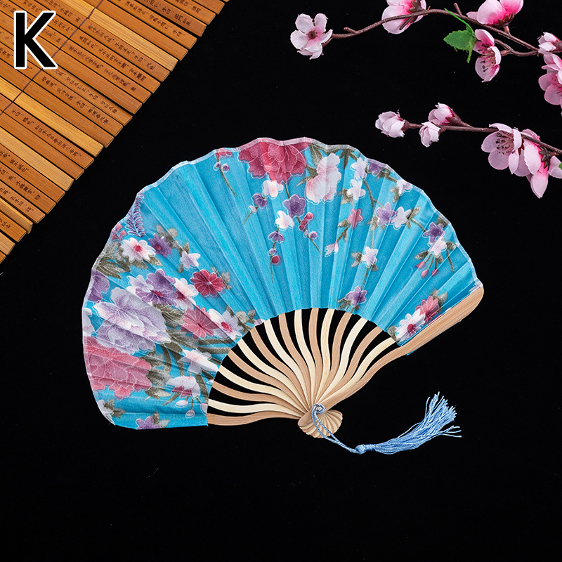 Chinese Classic Folding Fan Hand Held Fan Bamboo Paper Folding Fan Party Wedding Decor Vintage Portable Dance Folding Hand Fans: K