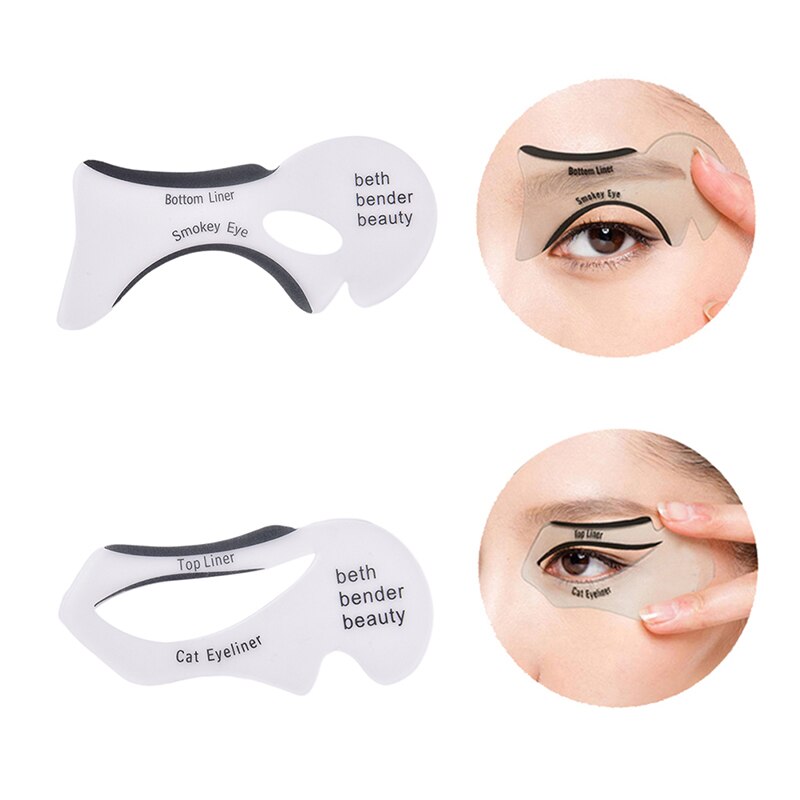 2 stk øjenbryn skabelon kort øjenskygge makeup værktøj eyeliner stenciler vingede eyeliner stencil modeller skabelon formning værktøjer