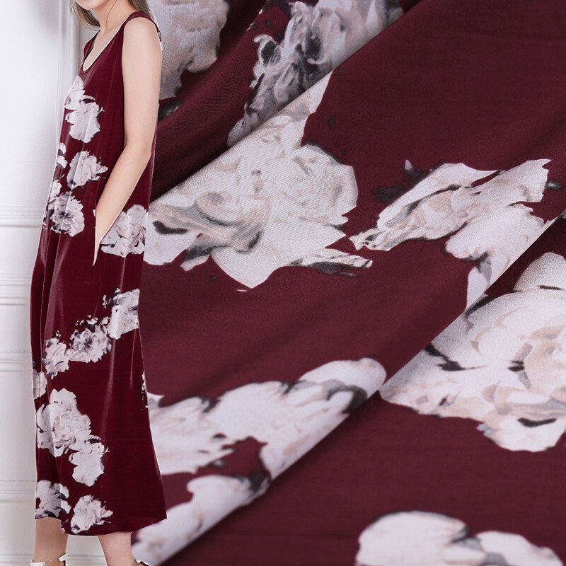 114 cm breed natuurlijke zijde stof voor jurk meter drape gedrukt zijden crêpe de chine stof gedrukt stof zijde doek