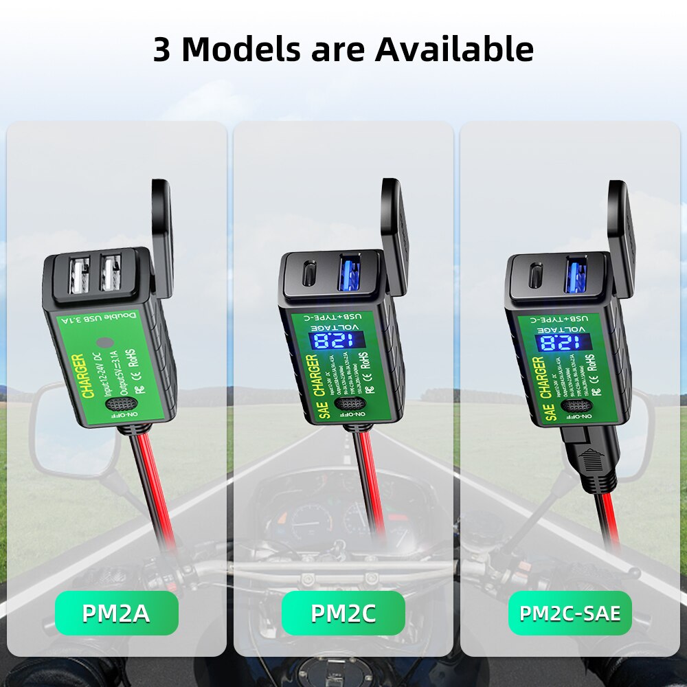 Deelife-cargador USB de 12v para motocicleta, conector SAE de 12V, resistente al agua, con puerto tipo C de carga QC 3,0, accesorio para moto