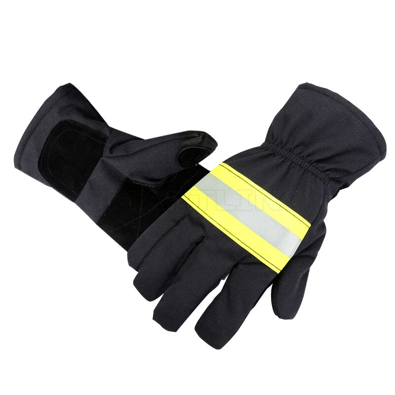 Firefighter's Hand Protective Safety Gloves Fire Rescue Flame Retardant Working Gloves with Reflective Material Tape: Default Title
