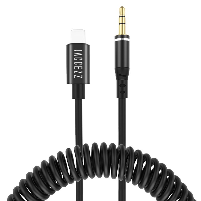 !accezz 3.5mm jack bil aux kabel 3.5 mm hane  to 8 stift för iphone 12 11 pro xs max xr teleskopfjäder ljudkabel hörlurssladd