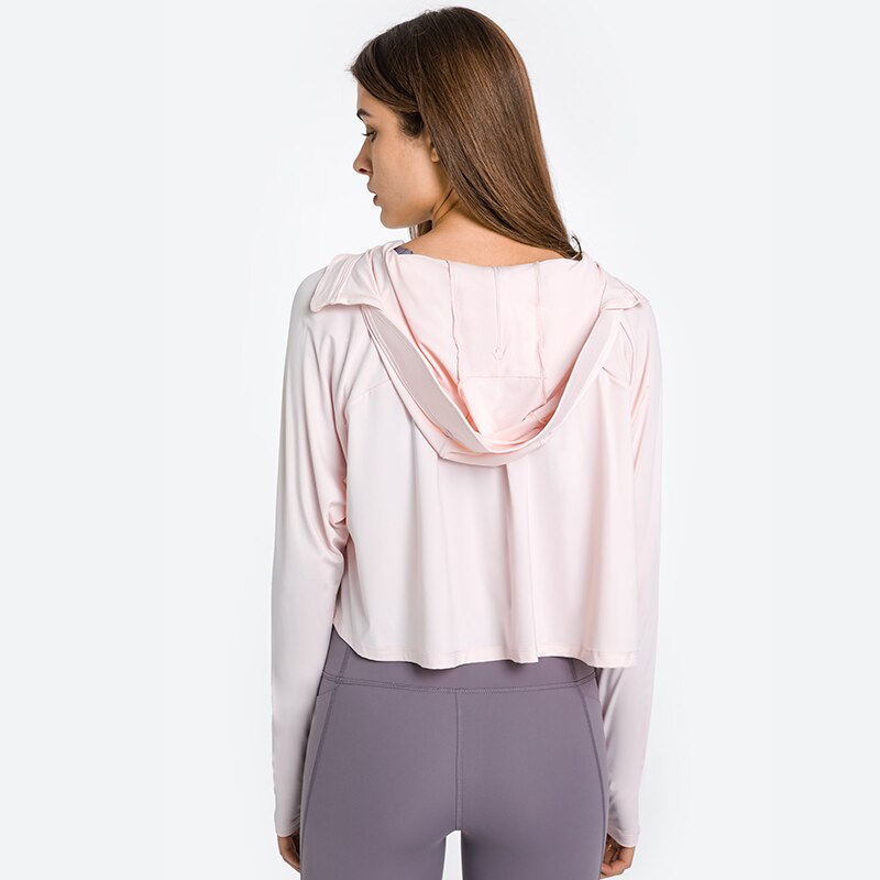 ABS LOLI frauen voll Postleitzahl UPF 50 + Sonnenschutz Hoodie Jacke Wandern Radfahren Lange Hülse Sonne Hemd Mit daumen Löcher Yoga Hemden