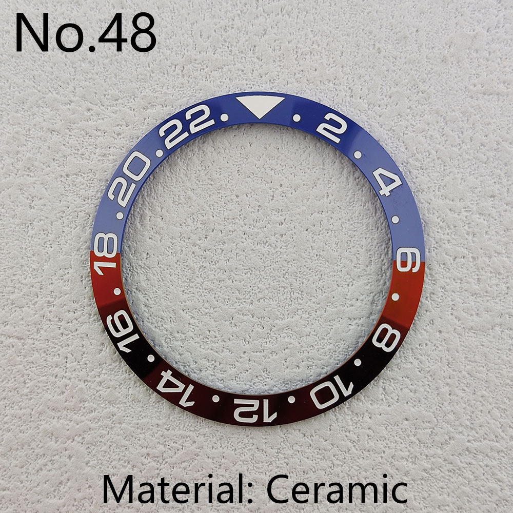 blue watch bezel insert Suitable for 38mm watch case bezel Ceramic bezel insert module Replacement watch accessories no Luminous: Red
