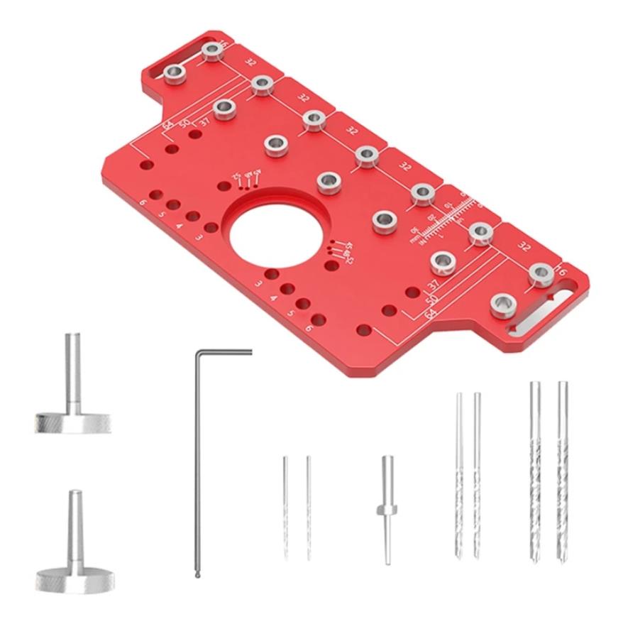 Plank Pin Jig, Aluminium Kast Gat Boorsjabloon voor Houtbewerking, Boormal voor Plankverbindingen en Kasthardware, Precisie Boorjig voor Meubelbouw en DIY Projecten