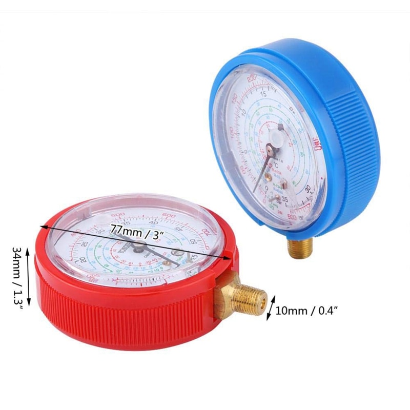 2 uds, Auto, medidor de alta baja presión, aire acondicionado, para coche, Kit de manómetro refrigerante para R410A R134A R22, refrigerante