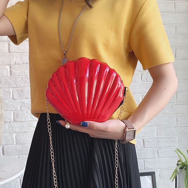 Sequin Shell Tas Vrouwen Crossbody Bag Keten Mini Schoudertas Cirkel Seashell Bling Handtas Meisjes Glitter Portemonnees En Handtassen