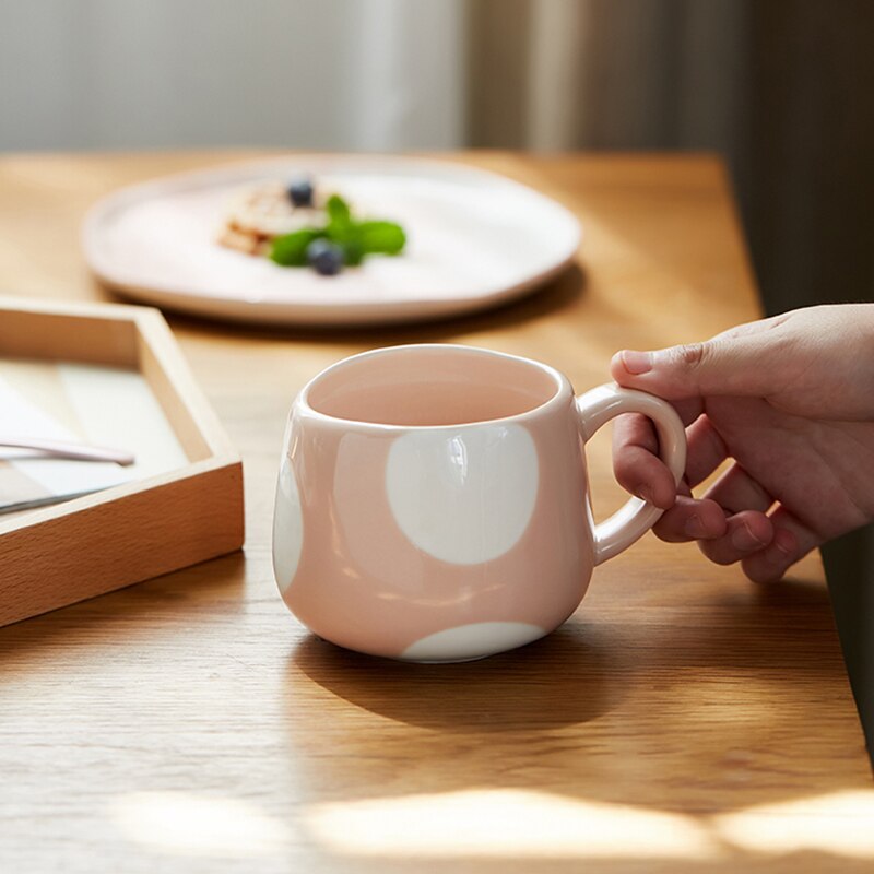 360ml Cute Cute Ceramics Coffee Mug Geometric Handmade Mugs Drinkware Breakfast Milk Tea Water Cup With Handle Cup
