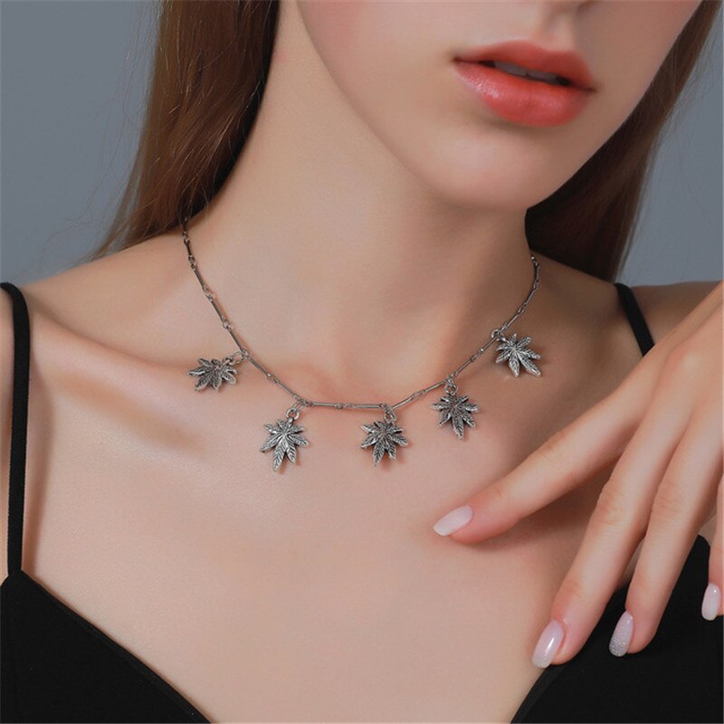 Maple Leaf Halskette Für Frauen Männer Mädchen Unkraut Kraut Blatt Anhänger Halskette Hip Hop Unisex Anlage Schmuck Trendy Hals neue