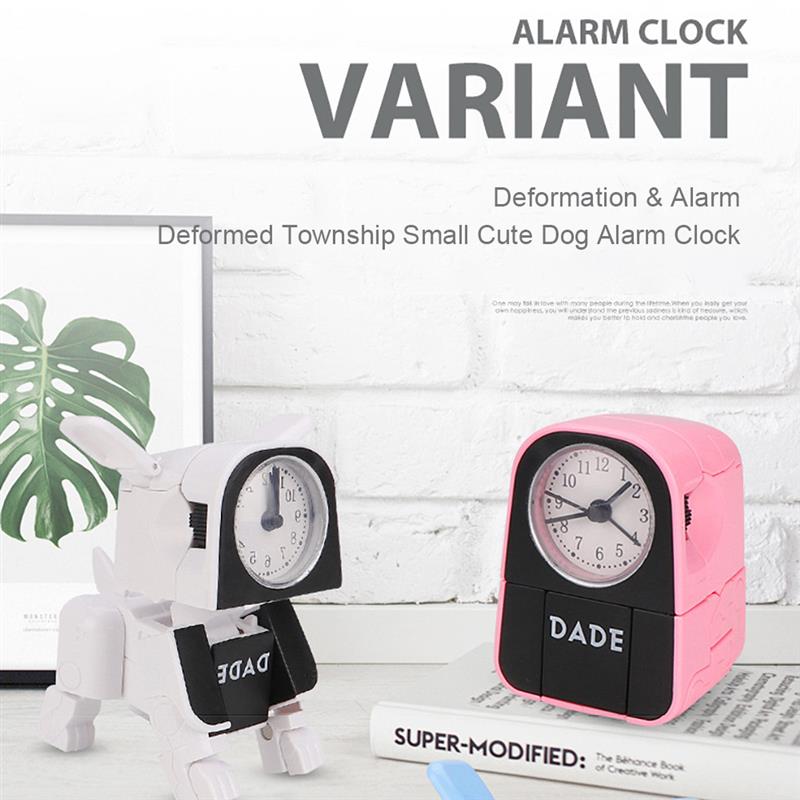 Netter Junge freundlicher Wecker Karikatur Roboter Hund Schreibtisch Uhr Lustige reversibel Spielzeug Schlafzimmer aufwachen hoch Uhr Reise Schreibtisch Nadel uhren