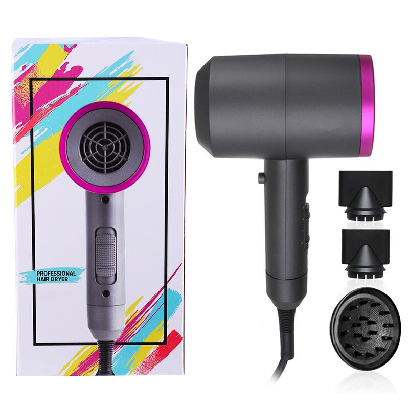 Negative Ion Hair Dryer Salon Ionic Blow Dryer with Diffuser Concentrator Ceramic Powerful Fast Drying Hairdryers: with box / EU