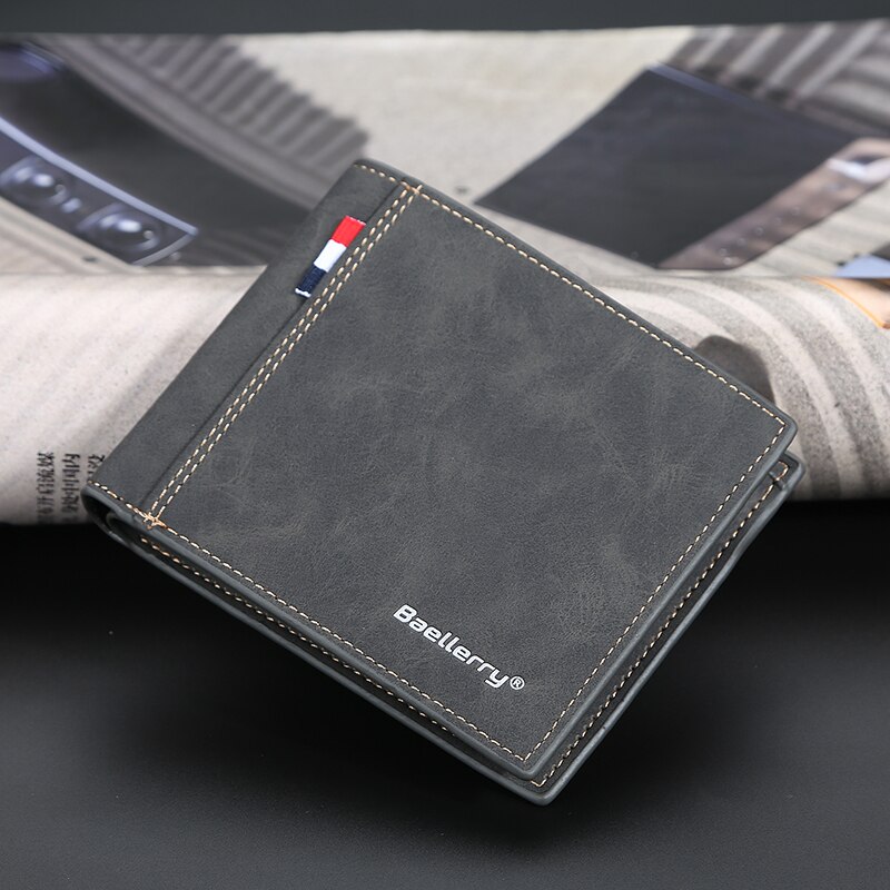 Hommes court sac à main carte mince multi carte portefeuille jeunesse horizontal billet pince