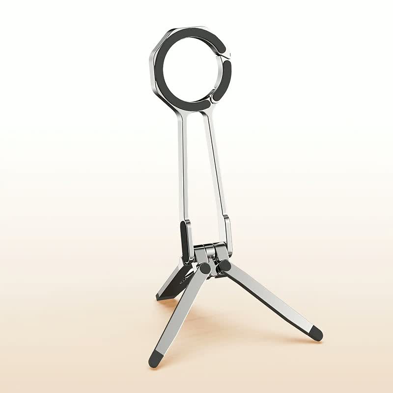 Trípode magnético compacto para teléfono 2025, 360 ° Giratorio, innovador de aleación, imán de doble cara, compatible con iPhone 12+: Plata