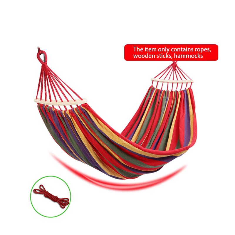 Outdoor Furniture Canvas Fabric Double Wood Spreader Bar Stick Hammock Tent Outdoor Camping Swing Hanging Two-person Hammock Bed