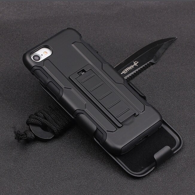 Voor iPhone 6 6 s plus 7 7 Plus Coque Armor Cases Shockproof PC Rubber Hybrid Covers Riemclip Holster Stand Robuuste Case Cover